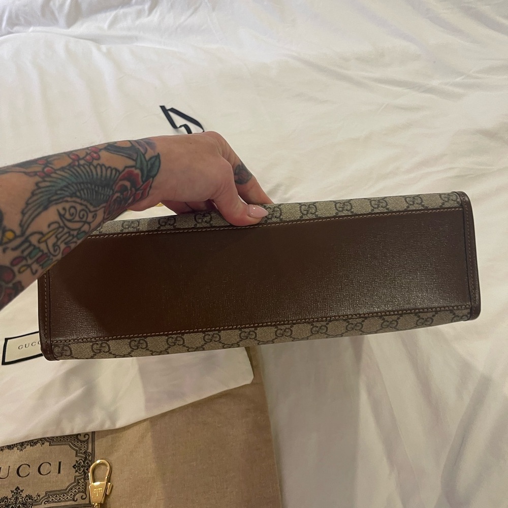 Gucci Brown Leather Briefcase with Monogram Pattern - Picture 7 of 9